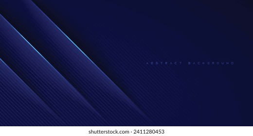 fondo abstracto del vector de banner azul oscuro con líneas diagonales brillantes realistas