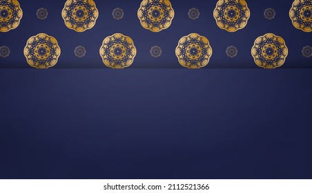 Dark blue banner with vintage gold pattern for logo design