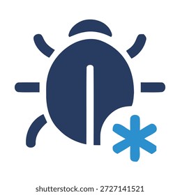 Ícone de inseto besouro azul escuro com asterisco azul claro símbolo vetor 1