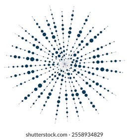 Dark blue big complicated creative snowflake on white background. Water drops on the web. Elegant round design element. Star with radially diverging rays. Christmas greeting card design