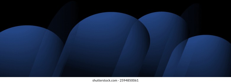 dark blue and black abstract background with diagonal round shape elements. Minimalist geometric. Modern design. Suitable for covers, banners, brochures, headers, presentations, 