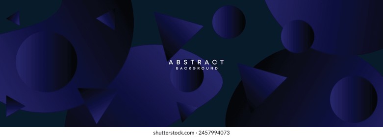 Dark blue, black abstract technological modern geometric banner background. dark navy blue gradient web header, promotional banner design for corporate, business, party, seminar, festive background