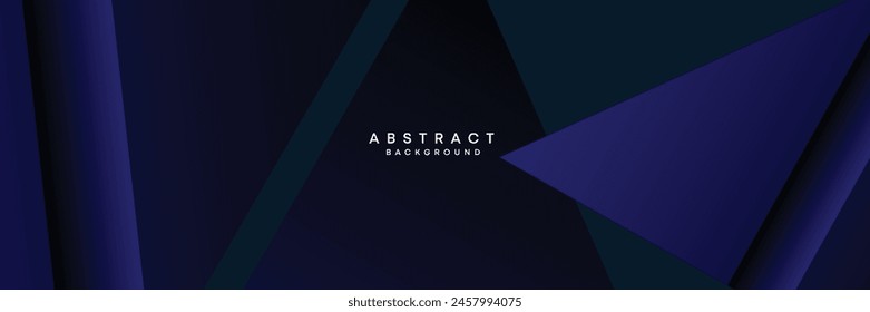 Dark blue, black abstract technological modern geometric banner background. dark navy blue gradient web header, promotional banner design for corporate, business, party, seminar, festive background