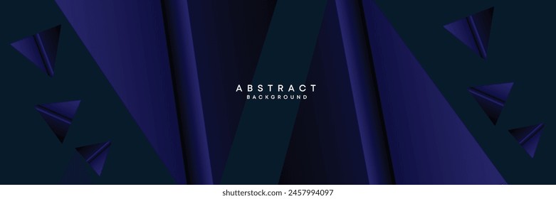 Dark blue, black abstract technological modern geometric banner background. dark navy blue gradient web header, promotional banner design for corporate, business, party, seminar, festive background