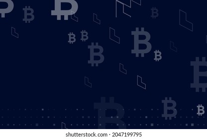 dark blue or black background, Bitcoin crypto currency illustration vector for page, logo, card, banner, web and printing.

