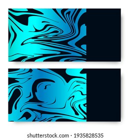 Dark blue and black cards set. Abstract waves. Template for postcards, wedding cards, invitations, save the date, thank you.