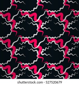 Dark blue, black fancy seamless pattern background in tribal style. Classic tracery. Compound mosaic repeatable backdrop. Vivid, symmetrical design for banner, web, fabric or other purpose.
