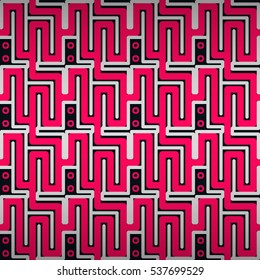Dark blue, black fancy seamless pattern in labyrinth style. Colored, graphical design for packing-paper, surface, carpet or other purpose.