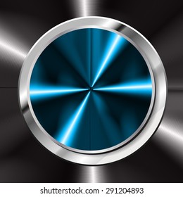 dark blue black silver abstract technology circle button template with metal texture. Technology background for computer graphic website internet and business. text box. alloys, steel, aluminum