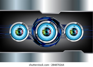 Dark blue black silver color Light Abstract Technology background for computer graphic website internet and business. circuit. vector illustration. info graphics. eye eyeball.