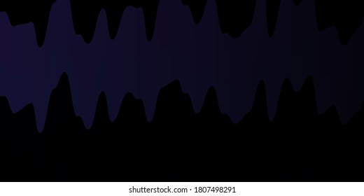 Dark  Blue and black vector backdrop with curved waves. Colorful illustration in wavy style with lines. Pattern for booklets, leaflets.