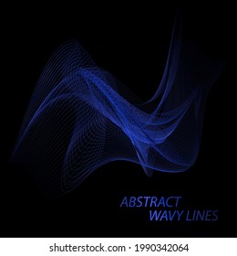 Dark blue and black waves, line art background.