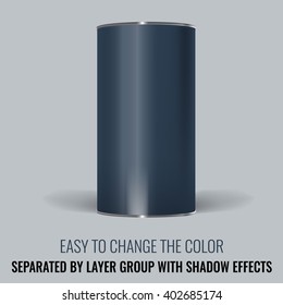 Dark blue Blank Tincan packaging. Vector Mock up design for gift box, tea, coffee, dry products. Separated by layer group with transparency and shadow effects. Easy to change the color.