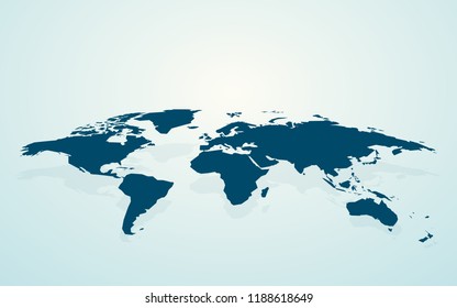 dark blue blank world map fake3D