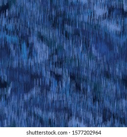 Dark Blue Blotched Background. Water Blot Effect Dye Indigo Texture. Bleached Resist Mottled Seamless Pattern. Marbled Ikat Swirl Textile. Japan Indonesian Allover Print. Vector Repeat Tile Eps 10