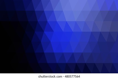 Dark blue blurry triangle background. Creative geometric illustration in Origami style with gradient. Triangular pattern for your business design.