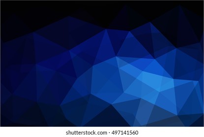 Dark blue blurry triangle background. Creative illustration in halftone style with gradient. Brand-new design for your business.