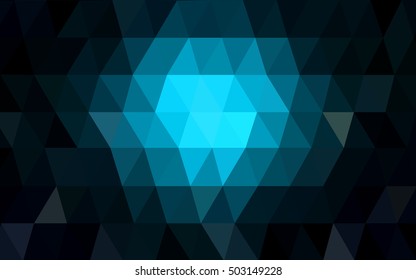 Dark blue blurry triangle background. A sample with polygonal shapes. The completely new template can be used for your brand book.