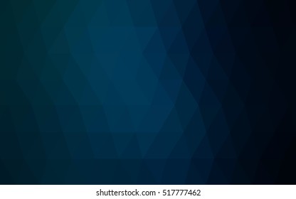 Dark blue blurry triangle background. Creative illustration in halftone style with gradient. Brand-new design for your business.