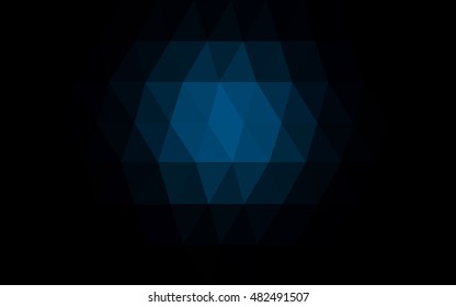 Dark blue blurry triangle template. Shining colored illustration in a brand-new style. The polygonal design can be used for your web site.