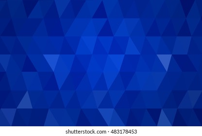 Dark blue blurry triangle template. Creative geometric illustration in Origami style with gradient. The template can be used as a background for cell phones.