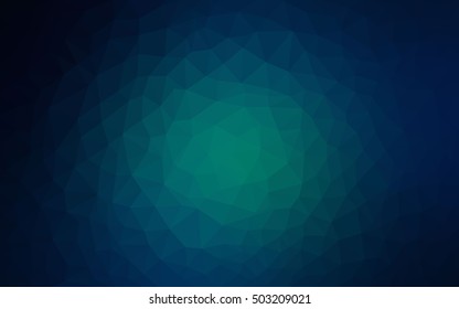 Dark blue blurry triangle template. Creative illustration in halftone style with gradient. The polygonal design can be used for your web site.
