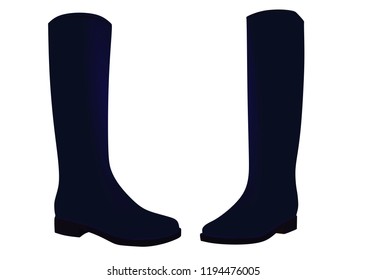 Dark blue boots. vector illustration
