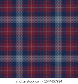 Dark blue, bordo red, and grey tartan check plaid for menswear flannel shirt, blanket, skirt, throw, scarf, or other modern autumn and winter textile print.