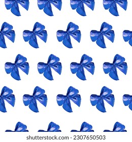 Dark blue bows seamless holiday pattern vector