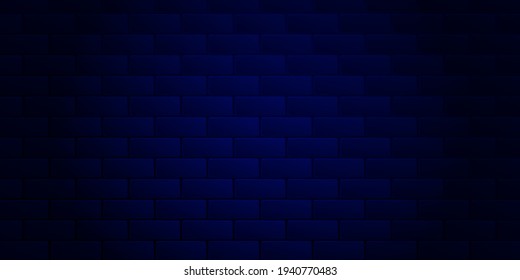 Dark blue brick wall background for neon lights. Place for your text. Texture of bricks. Vector illustration