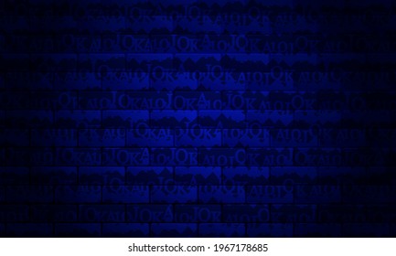 Dark blue brick wall with different suits of playing cards. Background for casino advertising, poker, gambling. Vector illustration.