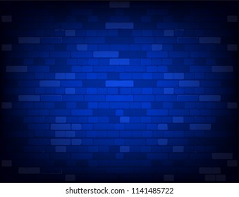 Dark Blue Brick Wall. Realistic Vector Background