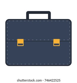 Dark blue briefcase on white background. Briefcase icon vector eps10.