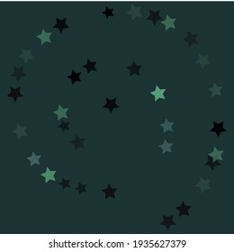 Dark  Blue Bright Black Sky Seamless Vector. Cold Magic Christmas Geometrical Shape Backdrop. Black Mint  Neon Dark Party Original Night Background. Emerald Simple Holiday Stars Texture Illustration.