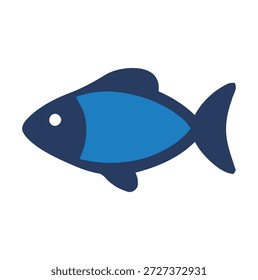 Pescado estilizado azul oscuro y azul brillante con el ojo blanco en el océano animal del fondo blanco