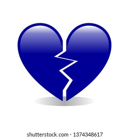 Dark Blue Broken Heart Isolated Emoji Vector