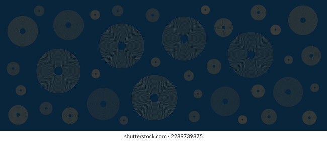 dunkelblauer und brauner minimaler geometrischer Musterhintergrund mit konzentrischen Kreisen, mehrzweckmäßiger Vorlage, Rundformen-Zusammensetzung, Poster-, Header- oder Landing-Page-Design - Vektorgrafik