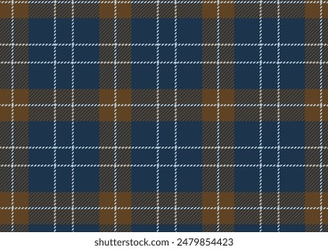 Dark blue brown tone plaid seamless pattern vector. Background graphic tartan fashion design use for print, texture, cloth, fabric, flannel.
