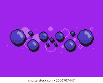Burbujas azules oscuras que fluyen en el fondo púrpura brillante, ilustración Abstractas del estilo del arte del pixel