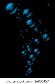 Dark blue bubbles on black background. Vector illustration.