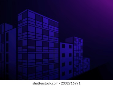 Dark blue building hotel city apartment building background. vector illustration.