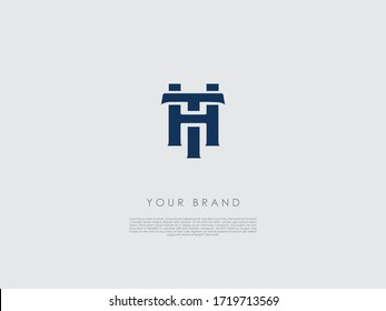 a dark blue business logo with initials h and t 
