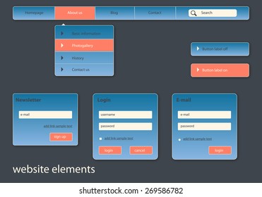 dark blue business website elements
