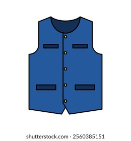 Dark Blue Buttoned Vest, A navy blue vest with button closures, suitable for various occasions.