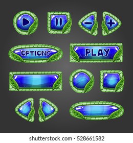 Dark blue buttons with leaves