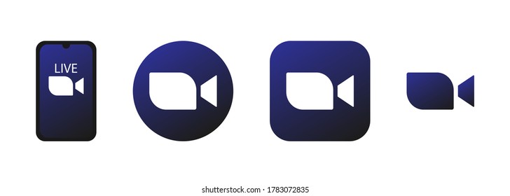 Dark Blue camera icon - Live media streaming application for the phone, conference video calls with several people at the same time vector icon zoom logo.