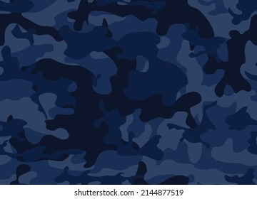 
Dark blue camouflage pattern, classic vector background for printing clothes, fabrics. EPS