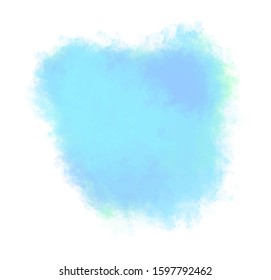 Dark blue and celadon mix paint splash on a white isolated background. Watercolor stain. Vector illustration. Delicate and subtle, ethereal colors. Brush stroke for your painting. Ethereal. 