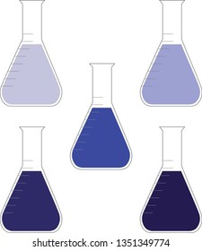 Dark blue chemistry bottle set, Laboratory clip art, vector illustration