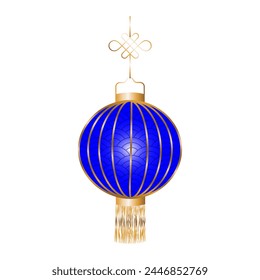 Dark blue Chinese flashlight on a white background. Vector illustration